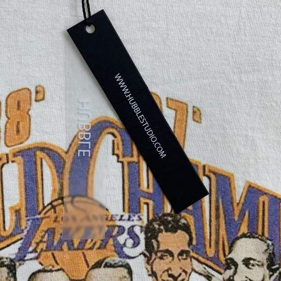 Hubble Studios Shirt Men XL Los Angeles Lakers Back To Back Champions Cream Tee - Picture 5 of 8